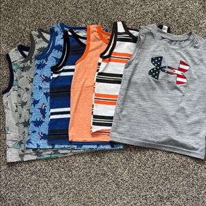 Kids Sleeveless Tank Tops - Orange, Blue, Gray - Set of 7